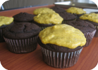 chocolate cupcakes with banana cream cheese frosting